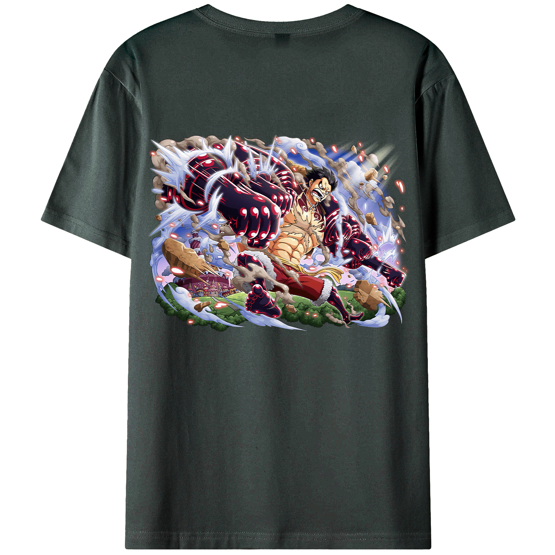 ワンピース モンキー・D・ルフィ ONE PIECE Monkey D. Luffy 綿100％ メンズ半袖Tシャツ（バックプリント） 通気性